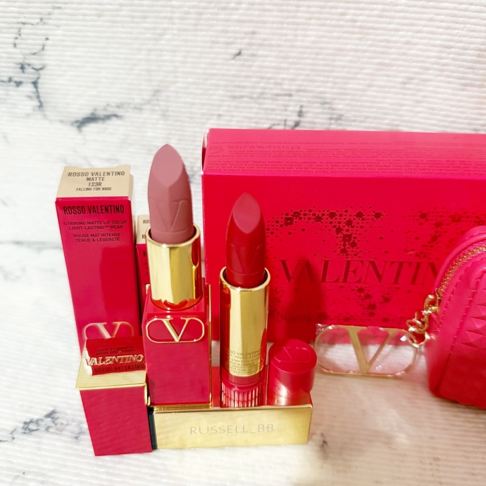 Valentino Full Size Nude and Red Lipstick Set with Mini Bag - Picture 2 of 15